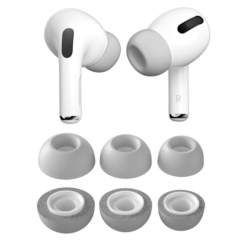 PZOZ 3 أزواج من نصائح الأذن البديلة متوافقة مع Apple AirPods Pro و Pro 2nd (2022)، رغوة الذاكرة لتقليل الضوضاء في الأذن ملحقات نصائح الأذن (تناسب في علبة الشحن) (S/M/L، رمادي) - Image 1